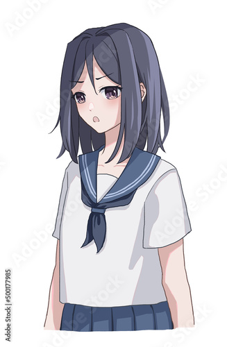 制服を着た女の子　怒る