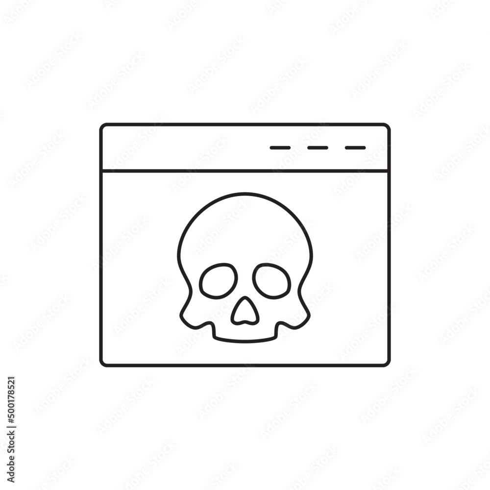 Malware, virus on webpage icon in line style icon, style isolated on white background Malware, virus on webpage icon in line style icon, style isolated on white background