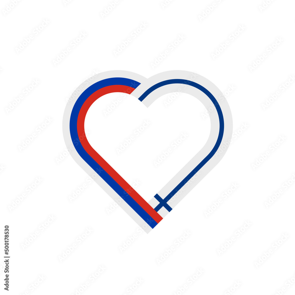 unity concept. heart ribbon icon of russia and finland flags. vector illustration isolated on white background unity concept. heart ribbon icon of russia and finland flags. vector illustration isolated on white background