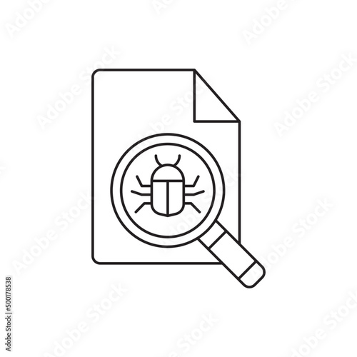 File with bug or malware icon in line style icon, style isolated on white background