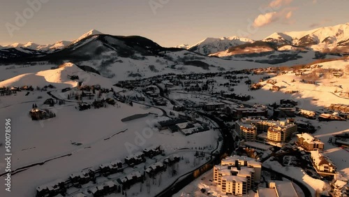 Drone forward shot of Crested Butte, CO. photo