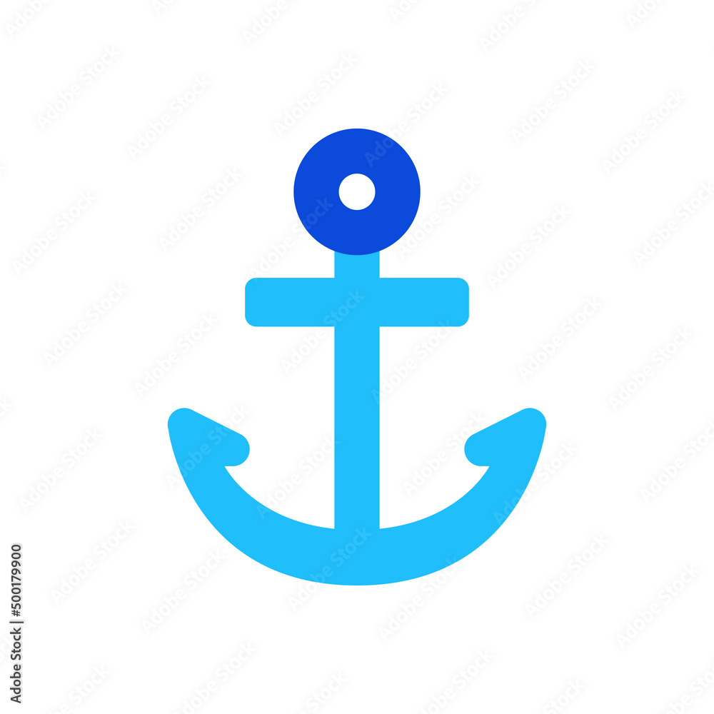 Anchor icon vector graphic illustration in blue Anchor icon vector graphic illustration in blue