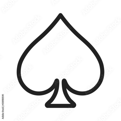 Black outline spade poker suit symbol