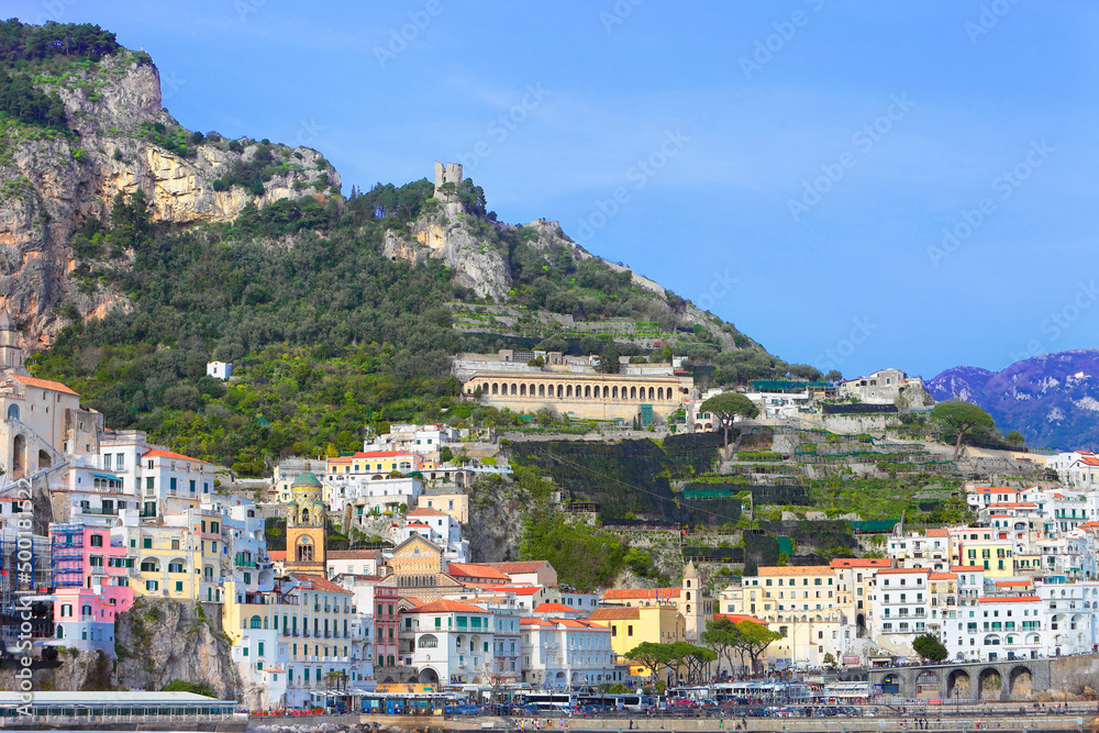 Naklejka premium Amalfi view from the sea, Italy