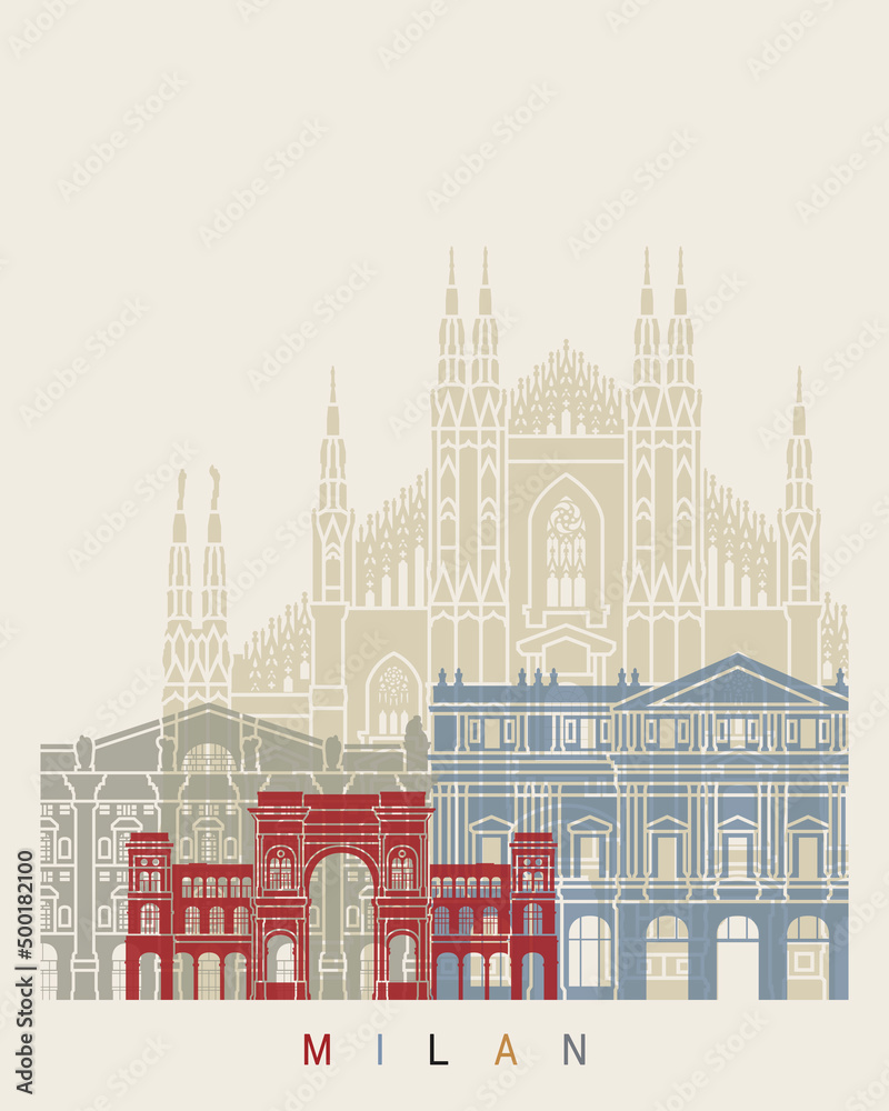 Fototapeta premium Milan V2 skyline poster