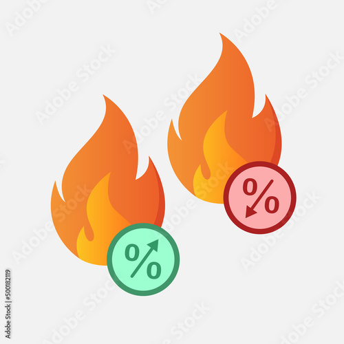 Vector icon of slowing down and accelerating metabolism and fat burning. photo