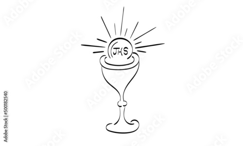 Sketch of First Holy Communion element. Hand Drawn Religious element.