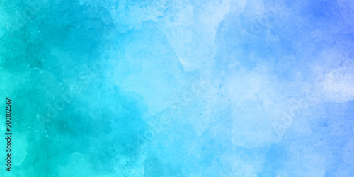 Abstract watercolor hand painted background and Blue watercolor background and Aquarelle painted paper textured canvas for vintage design, invitation card, template. Sky shades multicolor watercolor.