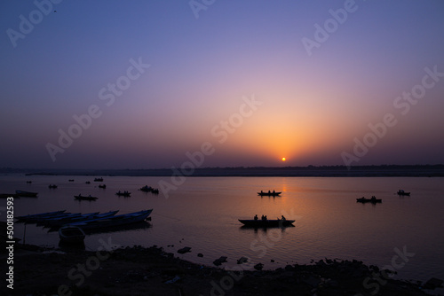 sunset on the sacred river