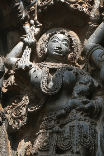 Hoysaleswara Temple sculpture work Halebidu Karnataka India  12th-century Hindu temple dedicated to Shiva  It is the largest monument in Halebidu  the former Hoysala capital.