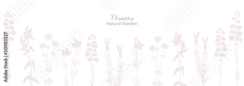 ナチュラルな草花のシルエット　落ち着いた雰囲気のイラスト