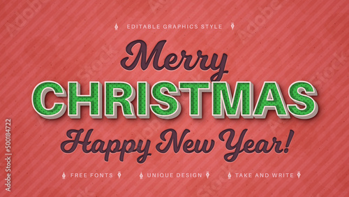 Merry Christmas - Editable Text Effect, Font Style