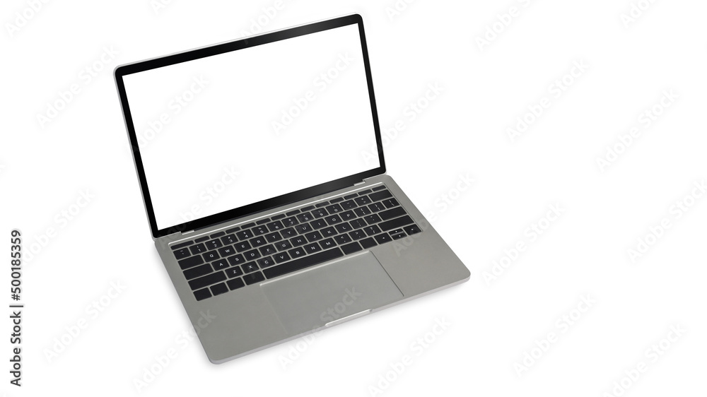 Mockup computer laptop with blank screen isolated on white background. Empty display for graphic display montage. Mockup computer laptop with blank screen isolated on white background. Empty display for graphic display montage.