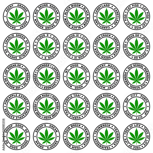 Round Marijuana Strain Clipart Set 4