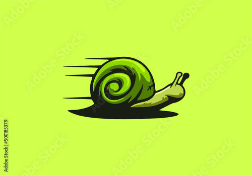 Illustration vector graphic of frunning snail mascot logo perfect for logo business,esport,etc