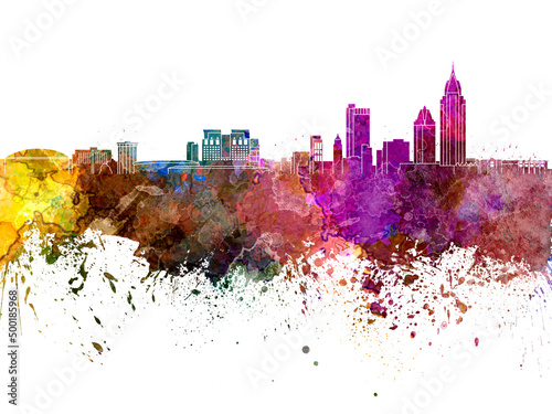 Mobile skyline in watercolor background