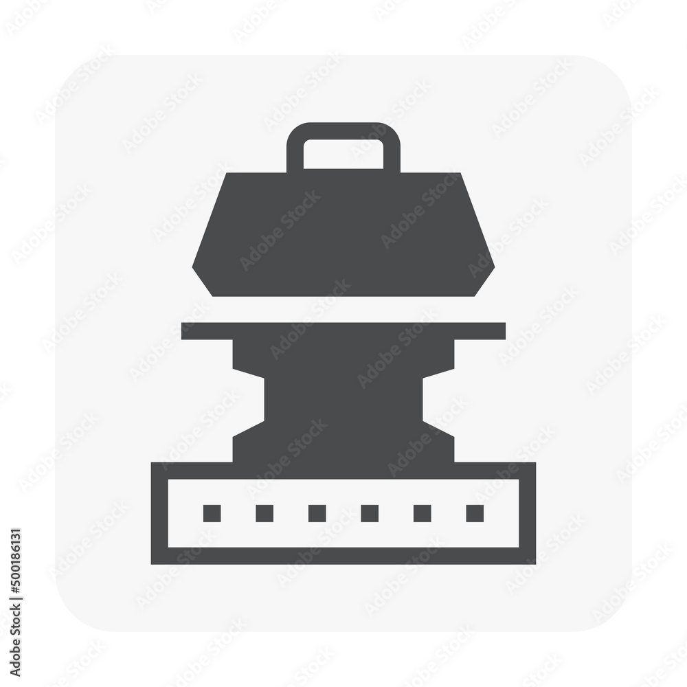 Plate load test vector icon. Soil capacity testing with apparatus or equipment, procedure of civil engineering for monitoring, quality control of settlement, strength of compaction for safe assurance. Plate load test vector icon. Soil capacity testing with apparatus or equipment, procedure of civil engineering for monitoring, quality control of settlement, strength of compaction for safe assurance.