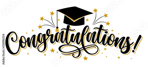 Congratulations Graduates Class of 2022 - Typography. black text isolated white background. Vector illustration of a graduating class of 2021. graphics elements for t-shirts, and the idea for the sign
