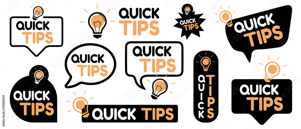 Quick Tips Icon Set - Different Vector Illustrations Isolated On White ...