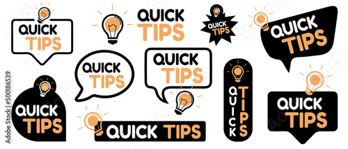 Quick Tips Icon Set - Different Vector Illustrations Isolated On White Background