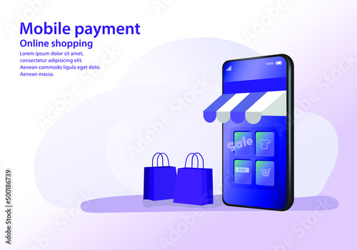 Online shopping and Mobile payment online service for modern business website.
