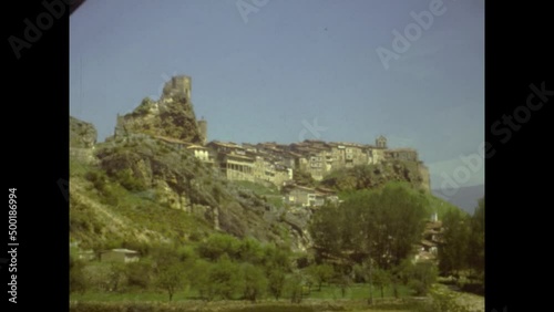 Spain 1975, Frias landscape view in 70's photo