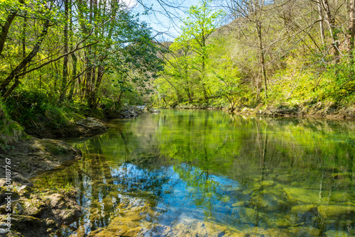 River Sella between the Tornin to the Olla de San Vicente, near Cangas de Onis. Asturias. Spain