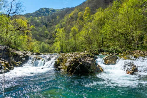 The Sella river between the Tornin to the Olla de San Vicente  near Cangas de Onis. Asturias. Spain