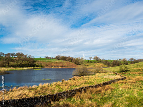 John O'Gaunt reservoir in Nidderdale in Yorkshire. A beautiful Spring afternoon and the views are lovely. This reservoir is little visited and provides a nice walk for families. 