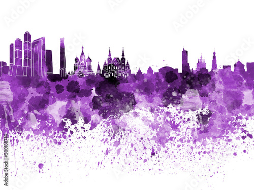 Photography Moscow skyline in watercolor-poster moscow