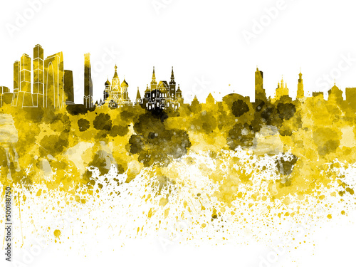Photography Moscow skyline in watercolor-poster moscow