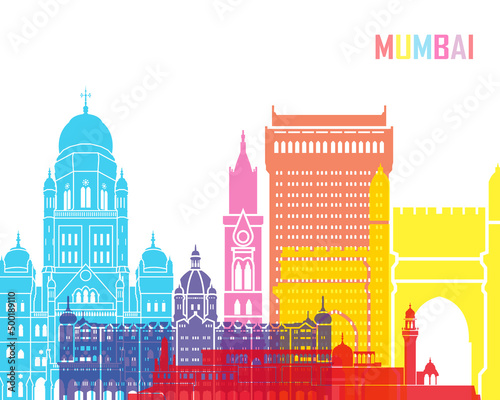Mumbai skyline in watercolor-Mumbai poster