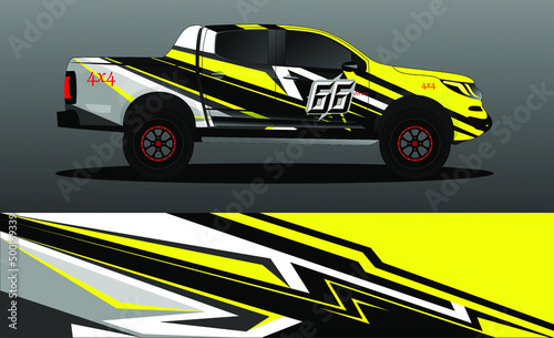 Editable template for wrapping trucks with abstract stickers. High resolution vector graphics.