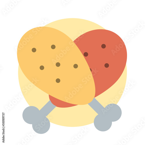 Chicken Drumstick , Food and drink flat icon.