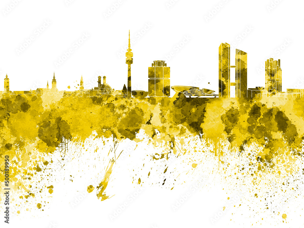 Obraz premium Munich skyline in watercolor on white background