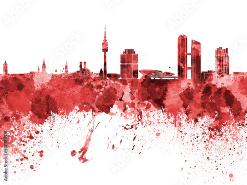 Munich skyline in watercolor on white background