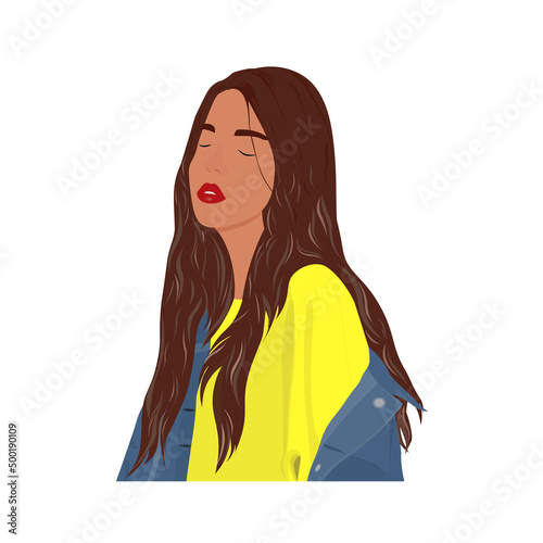 Girl with long hair. Fashion girl
