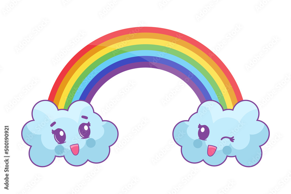 rainbow with happy clouds cartoon rainbow with happy clouds cartoon
