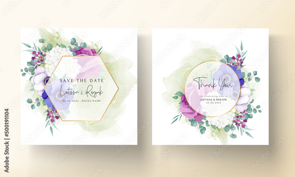 beautiful flower wreath wedding invitation card template
