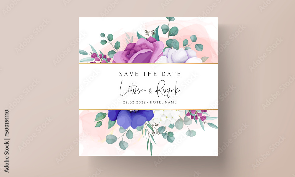 beautiful flower wreath wedding invitation card template