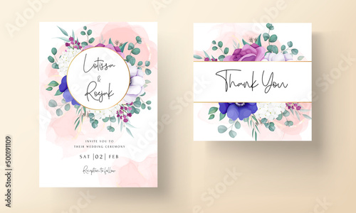 beautiful flower wreath wedding invitation card template