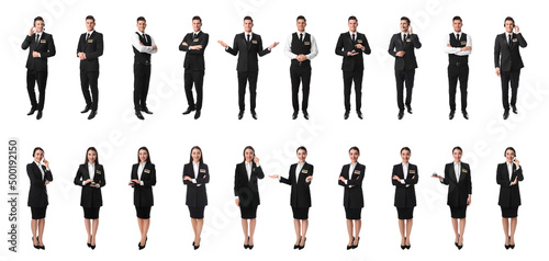 Foto Collage with photos of receptionists on white background