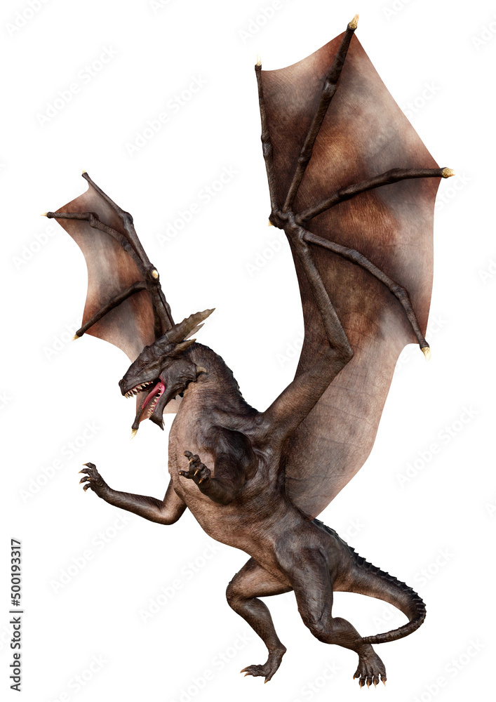 Fototapeta premium 3D Rendering Fairy Tale Dragon on White