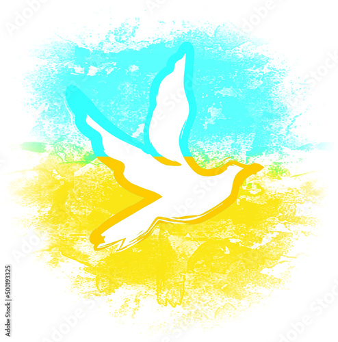 ukrainian victory dove symbol flag watercolor