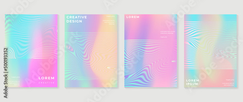 Abstract colorful gradient cover template. Set of poster design with hologram color, dynamic graphic, circle shape, dot pattern. Collection modern banners for flyer, business, ads, decoration, card. photo