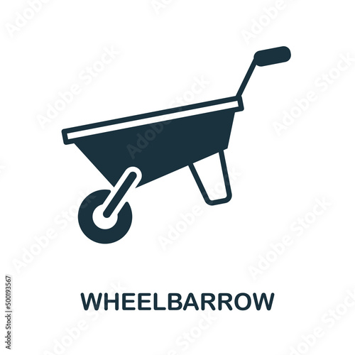 Wheelbarrow icon. Monochrome simple Wheelbarrow icon for templates, web design and infographics