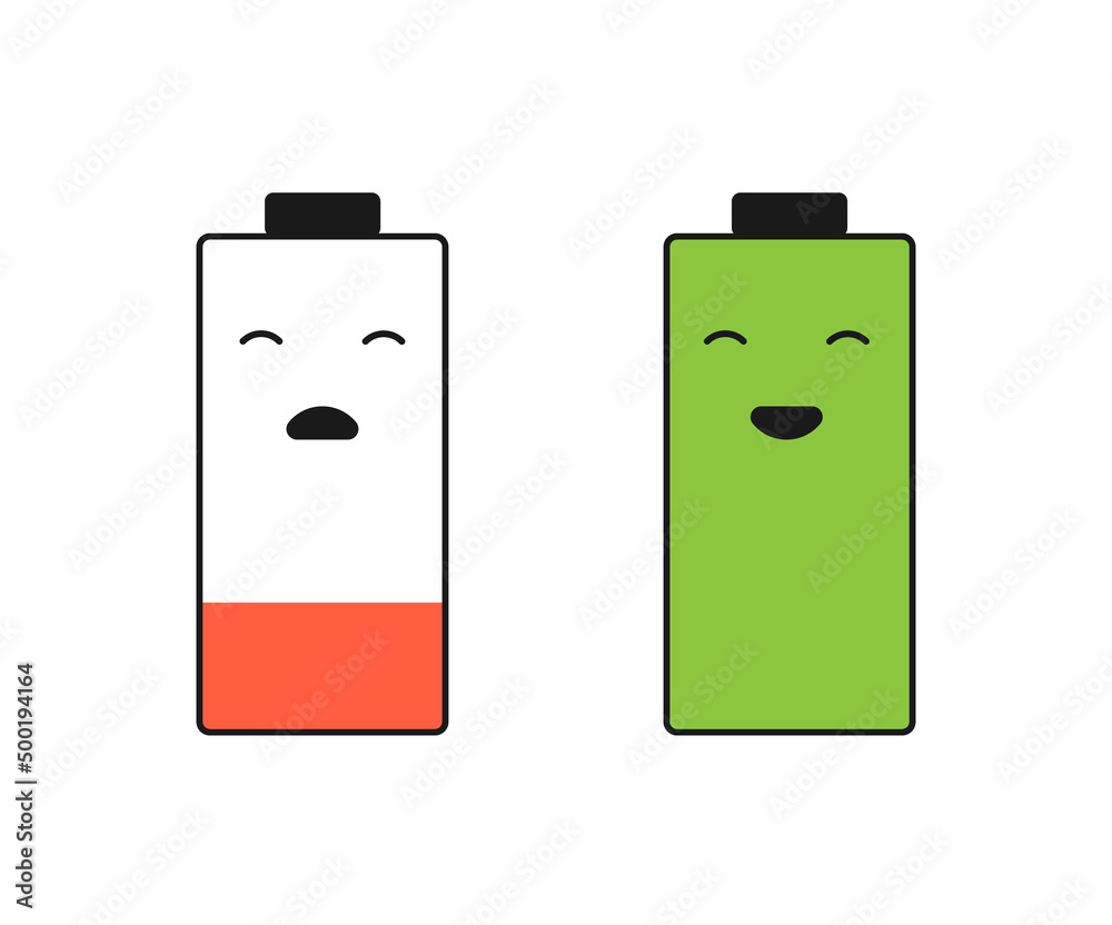 Battery charger isolated on the white background. Battry charger emojies. Green and red chargers, full and empty, high and low battery icons, signs, emojis, stickers. Sad and happy batteries. Battery charger isolated on the white background. Battry charger emojies. Green and red chargers, full and empty, high and low battery icons, signs, emojis, stickers. Sad and happy batteries.