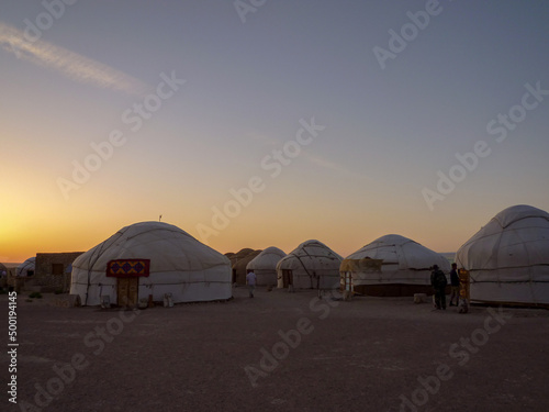 Yurt camp at sunset, Uzbekistan