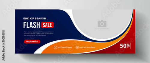 Flash sale facebook cover page timeline design, web banner for product sale, sale banner template