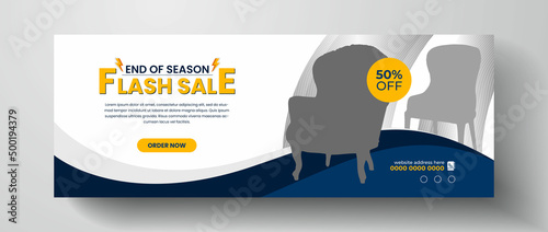 Furniture flash sale facebook cover design, web banner for product sale, sale banner template